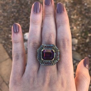 Heidi Daus Purple Swarovski Crystal Cocktail Ring